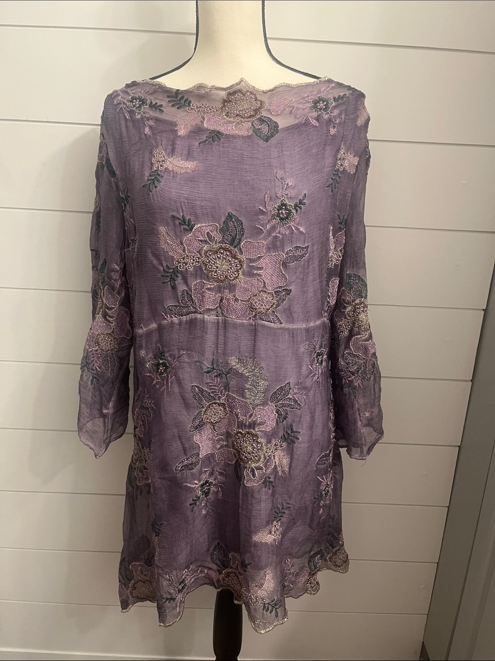 Soft Surroundings Lavender Floral Long Sleeve Dress